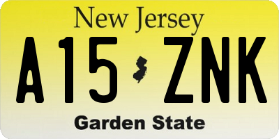NJ license plate A15ZNK