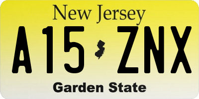 NJ license plate A15ZNX