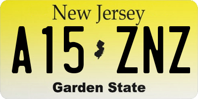 NJ license plate A15ZNZ