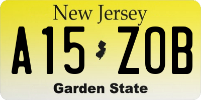 NJ license plate A15ZOB