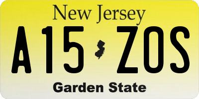 NJ license plate A15ZOS