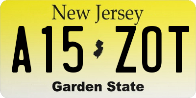 NJ license plate A15ZOT