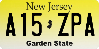NJ license plate A15ZPA