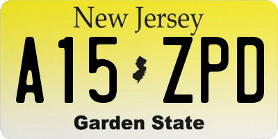 NJ license plate A15ZPD