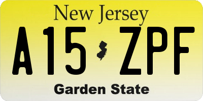 NJ license plate A15ZPF