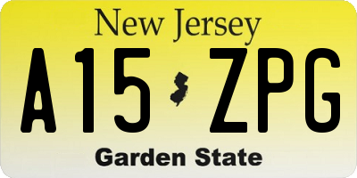 NJ license plate A15ZPG