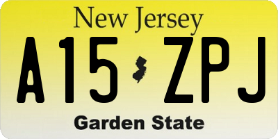 NJ license plate A15ZPJ