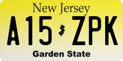NJ license plate A15ZPK
