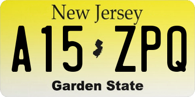 NJ license plate A15ZPQ