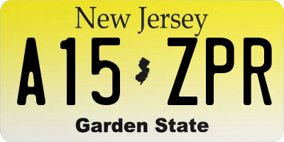 NJ license plate A15ZPR