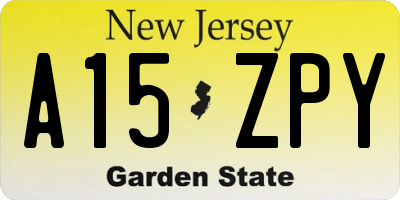 NJ license plate A15ZPY