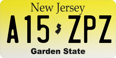 NJ license plate A15ZPZ