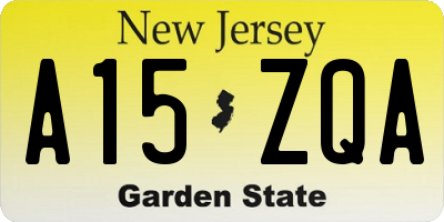 NJ license plate A15ZQA
