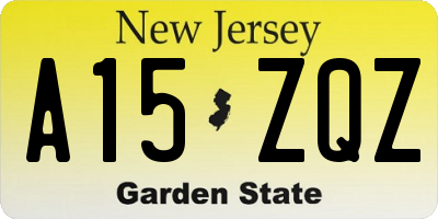 NJ license plate A15ZQZ