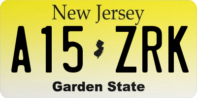 NJ license plate A15ZRK
