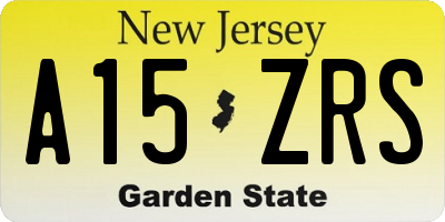 NJ license plate A15ZRS