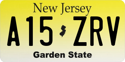 NJ license plate A15ZRV
