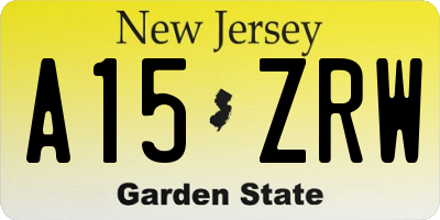 NJ license plate A15ZRW