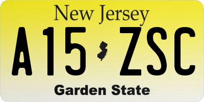 NJ license plate A15ZSC