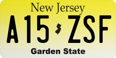 NJ license plate A15ZSF
