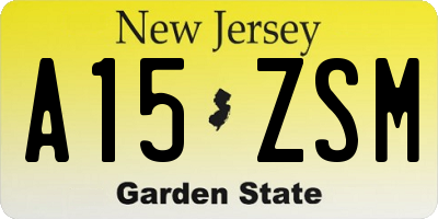 NJ license plate A15ZSM