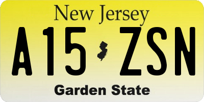 NJ license plate A15ZSN