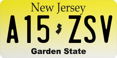 NJ license plate A15ZSV