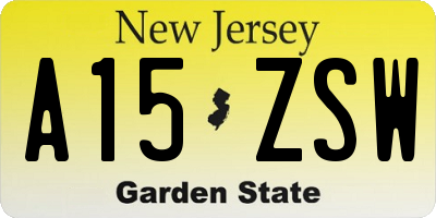 NJ license plate A15ZSW