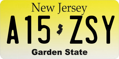 NJ license plate A15ZSY