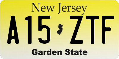 NJ license plate A15ZTF