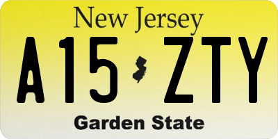 NJ license plate A15ZTY