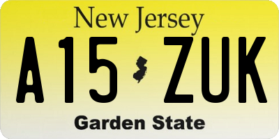 NJ license plate A15ZUK