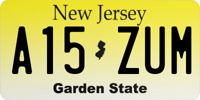 NJ license plate A15ZUM