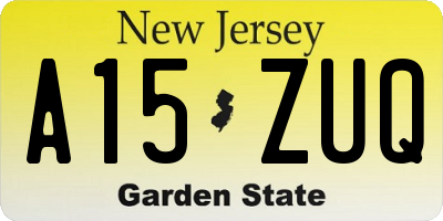 NJ license plate A15ZUQ