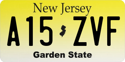 NJ license plate A15ZVF