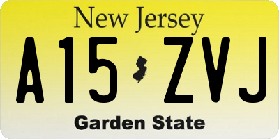 NJ license plate A15ZVJ