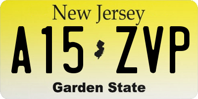 NJ license plate A15ZVP