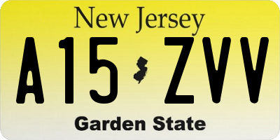 NJ license plate A15ZVV