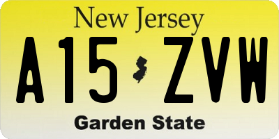 NJ license plate A15ZVW