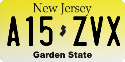 NJ license plate A15ZVX