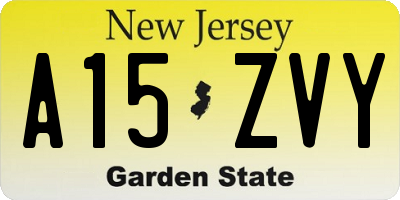 NJ license plate A15ZVY