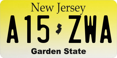NJ license plate A15ZWA