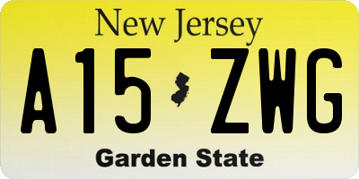 NJ license plate A15ZWG