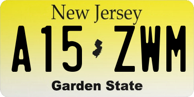 NJ license plate A15ZWM