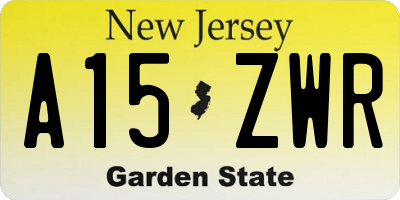 NJ license plate A15ZWR