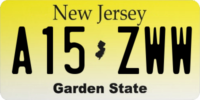 NJ license plate A15ZWW