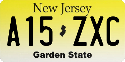 NJ license plate A15ZXC