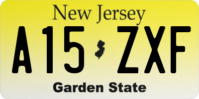 NJ license plate A15ZXF