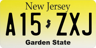 NJ license plate A15ZXJ