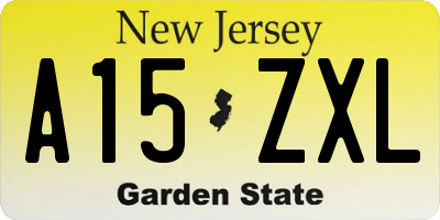 NJ license plate A15ZXL